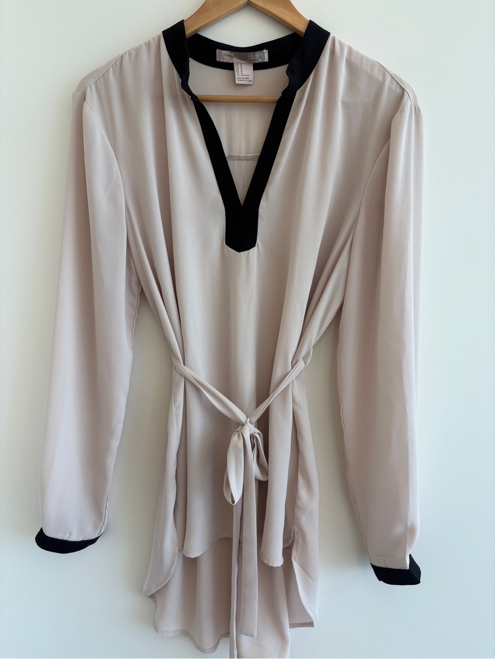 Forever 21 Cream Blouse with Black Trim